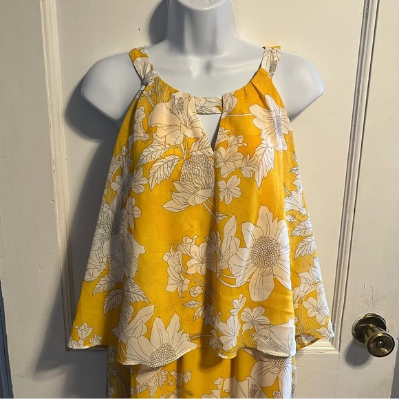 Chico's Floral Overlay Maxi Dress yellow NWT 16/XL - Picture 4 of 10